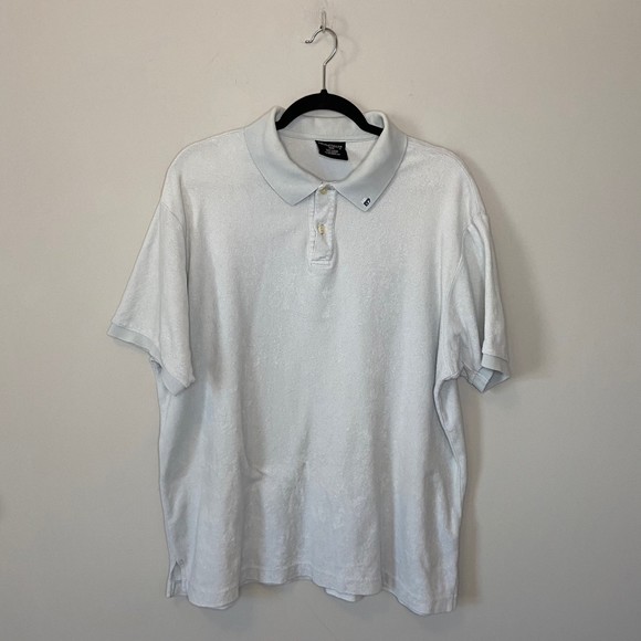 Ralph Lauren Polo Terry Cloth Polo Tee Sz Medium Light Blue/White VTG - Picture 1 of 7